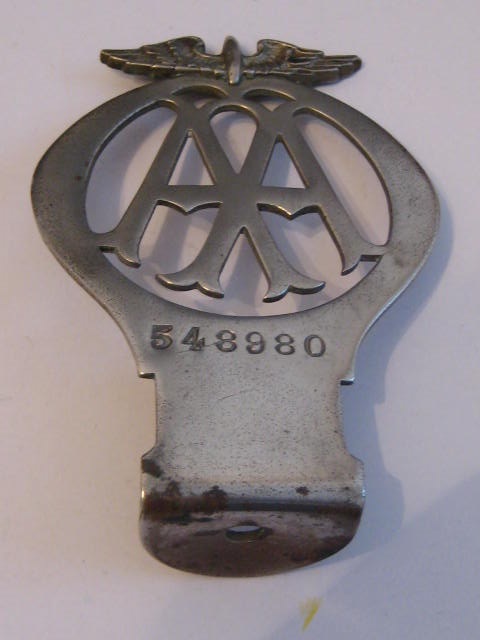 Vintage Laiton Aa Association Adhésion Voiture Vélo Badge