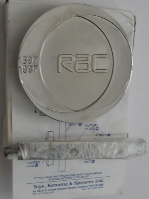 Click the image for more info RAC CENTENARY CAR GRILLE BADGE 1897 - 1997 RAC