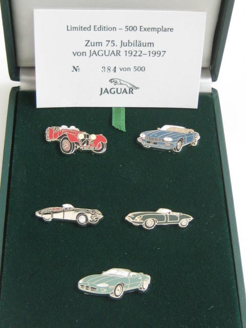 Click the image for more info JAGUAR 75 YEARS , 1922 - 1997 PIN BADGE SET JAGUAR